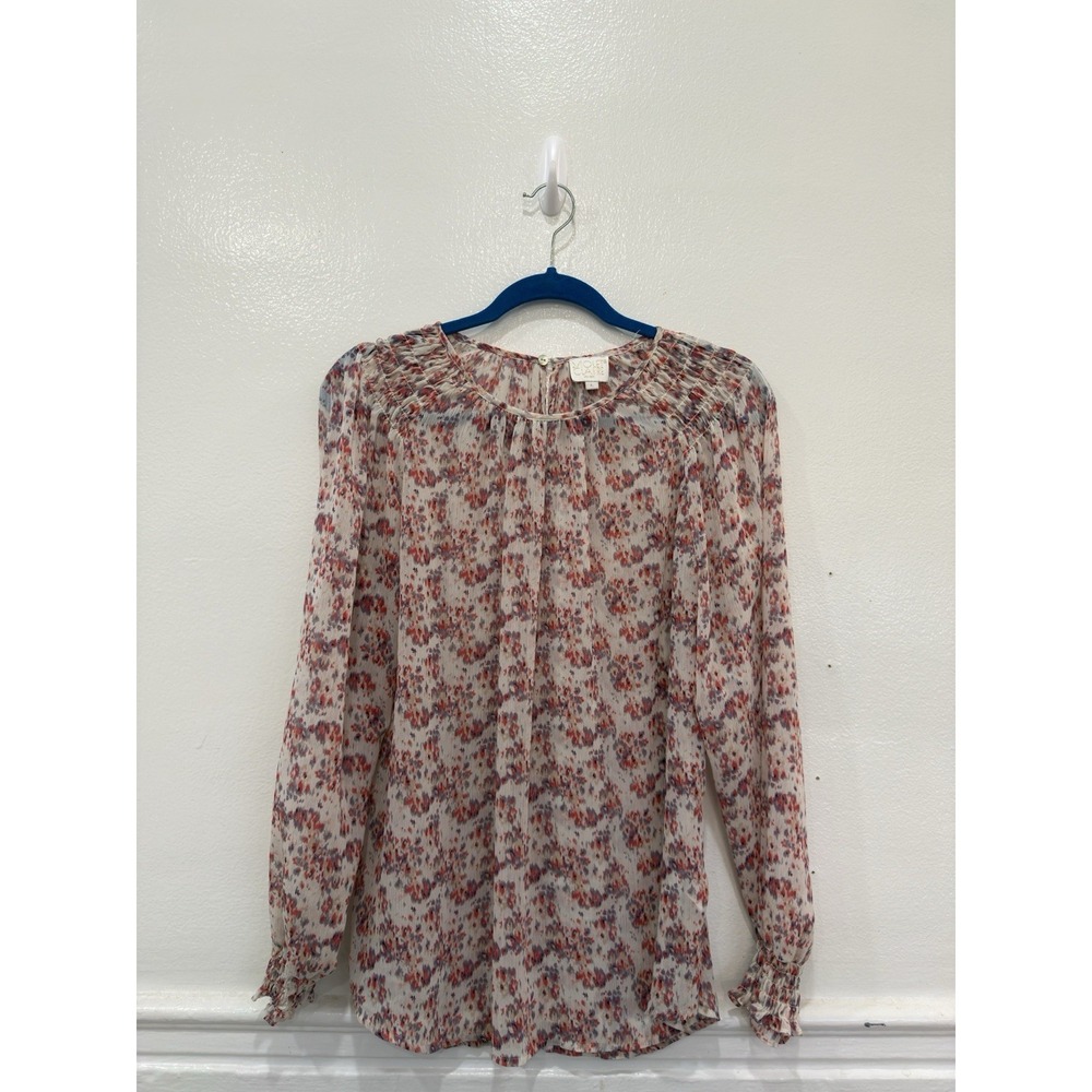 Violet + Claire Blouse Womens Large Multicolor Excellent Floral Smocked‎ Top